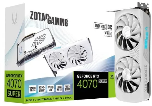 ZOTAC GeForce RTX 4070 SUPER Twin Edge OC White - 12GB GDDR6X RAM - Graphics Card