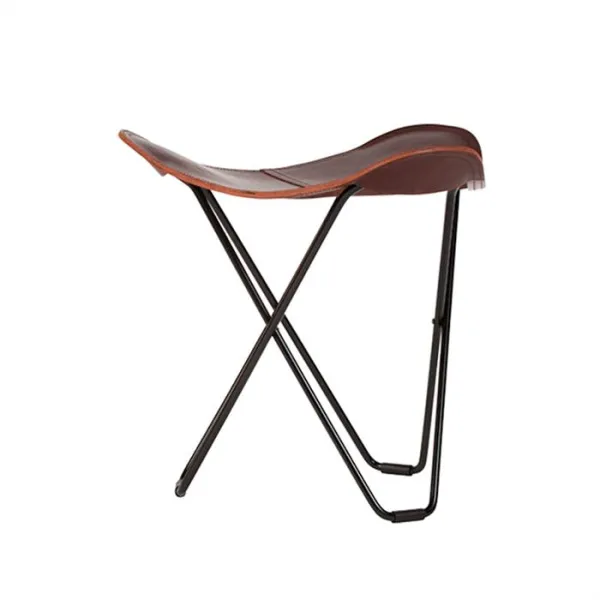 Cuero Pampa Flying Goose Stool - Black frame - Chocolate